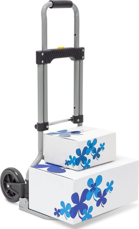 Relaxdays steekwagen inklapbaar - tot 60 kg - 96 x 38 x 37 cm - hoogte verstelbaar - grijs