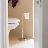Toilettenpapierhalter stehend, HxBxT:69x16,5x16,5cm, freistehend, Edelstahl-Optik, Ersatzrollenhalter, silber - Relaxdays