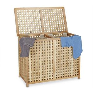 Relaxdays - dubbele wasmand - tweedelige opbergmand - wastrommel - wasbox - mand