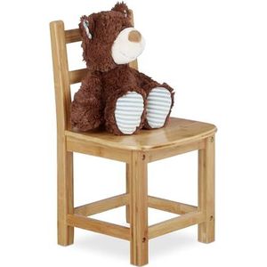 Relaxdays kinderstoel RUSTICO, bamboe, voor jongens en meisjes, kinderkamer stoel, HBD: ca. 50 x 28,5 x 28 cm, natuur