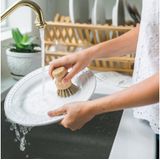 Relaxdays afdruiprek met bestekmand - 2 etages - bamboe - inklapbaar - 24 x 46 x 28 cm