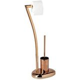 Relaxdays wc-rolhouder - toiletborstel en houder - 3 in 1 - staand - zonder boren