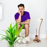 Relaxdays wc-rolhouder - toiletborstel en houder - 3 in 1 - staand - zonder boren