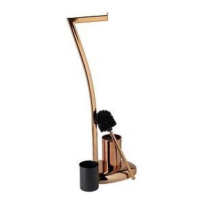 Relaxdays wc-rolhouder - toiletborstel en houder - 3 in 1 - staand - zonder boren