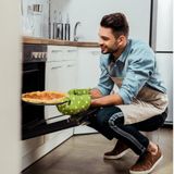 Pizzablech im 4er Set hbt: 20 x 32 x 32 cm Pizzabäcker-Set mit 4 Backblechen und Ständer als Pizza-Backblech und Flammkuchen Blech rundes