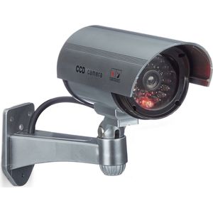 Relaxdays dummy beveiligingscamera - voor wandmontage - LED licht - zilver - nepcamera