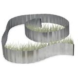 Rasenkante verzinkt, Beetumrandung Metall, Beeteinfassung als Wurzelsperre, 5 m x 16 cm, flexibel, silber, grau - Relaxdays