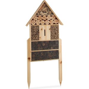 Relaxdays insectenhotel XL, staand, groot, voor bijen, gaasvliegen, vlinders, HxBxD: ca. 79 x 49 x 12 cm, natuur