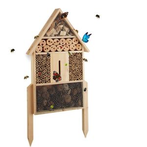 Relaxdays insectenhotel natuur L - insectenhuis - vlinders - staand - hout