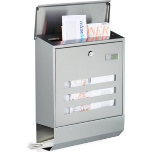 Relaxdays brievenbus hangend - met krantenrol - naambordje - 42 x 35 x 12,5 cm - buiten
