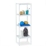 Relaxdays badkamerrek bamboe - 4 etages - hoog - staand - keuken en handdoeken - 110 x 34,5 x 33 cm - wit