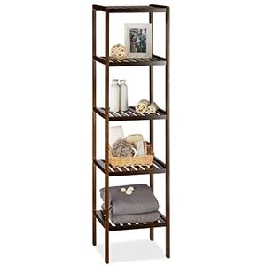 Relaxdays badkamerrek bamboe - 5 etages - staand - 139,5 x 34,5 x 33 cm - donkerbruin