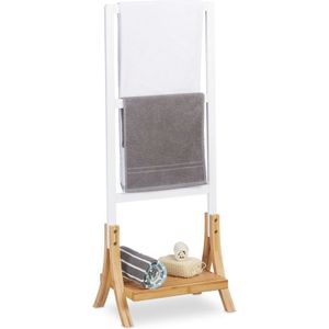 handdoekrek staand - 3 stangen en plank - 104 x 41 x 28,5 cm - badkamer - wit