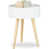 Relaxdays bijzettafel rond - 50 x 38 x 38 cm - Scandinavisch - nachttafel - salontafel wit