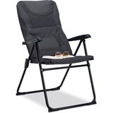 Relaxdays - gepolsterde campingstoel - tuinstoel comfortabel - picknick - grijs