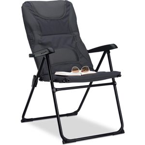 Relaxdays - gepolsterde campingstoel - tuinstoel comfortabel - picknick - grijs