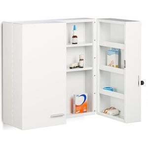 Relaxdays medicijnkast XXL - 11 vakken - afsluitbaar - 2 deuren - metaal - 53 x 53 x 20 cm - wit