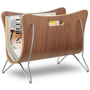 Relaxdays lectuurbak - met handvaten - 30 x 37 x 25 cm - robuust - hout - metaal - modern