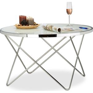 Relaxdays bijzettafel groot - melkglas - loungetafel - salontafel, koffietafel