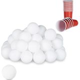 Relaxdays 10021524 Beer Pong Ballen - Set van 48 stuks - Geschikt voor Drinkspel en Tafeltennis - Witte Kunststof Ballen - 38 mm Diameter