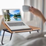 Relaxdays laptopstandaard hout - hoek instelbaar - laptoptafel - ergonomisch - bank - bed