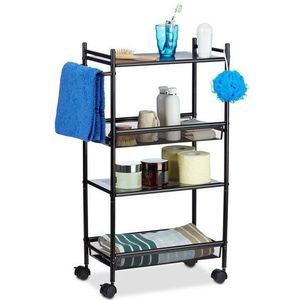 relaxdays Etagenwagen schwarz 50,0 x 25,0 x 81,0 cm