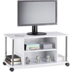 Relaxdays - TV-Kast - Wit - MDF-Hout - Met Wielen