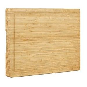 Relaxdays Snijplank van massief bamboe, verzonken handgrepen, sapgroef, beschadigt de messen niet, h x d: 5,5 x 45 x 35 cm, naturel