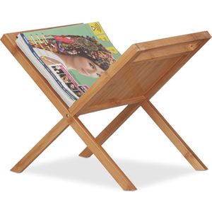 Relaxdays - Zeitungsständer Bambus, Ablage, Sammler, Tragegriffe, handlich, platzsparend, stehend, din a4, din a5, natur