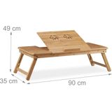 Relaxdays XL laptoptafel bamboe - notebookstandaard - verstelbaar - schoottafel - bedtafel
