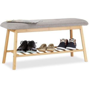 Relaxdays schoenenbank met zitkussen - voor 4 paar - 44 x 90 x 34 cm - tot 120 kg - halbank