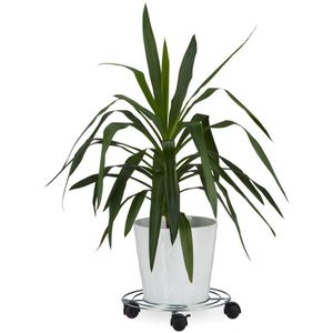 Relaxdays plant trolley, adjustable, mobile plant coaster, WxD 44x44–70x70 cm, indoor & outdoor, grey/silver