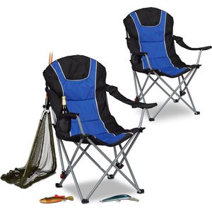 Relaxdays 2 x campingstoel opvouwbaar - klapstoel - vouwstoel - kampeerstoel blauw