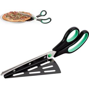 Relaxdays pizzaschaar met pizzames - 2 in 1 - rvs - kunststof - vaatwasserbestendig