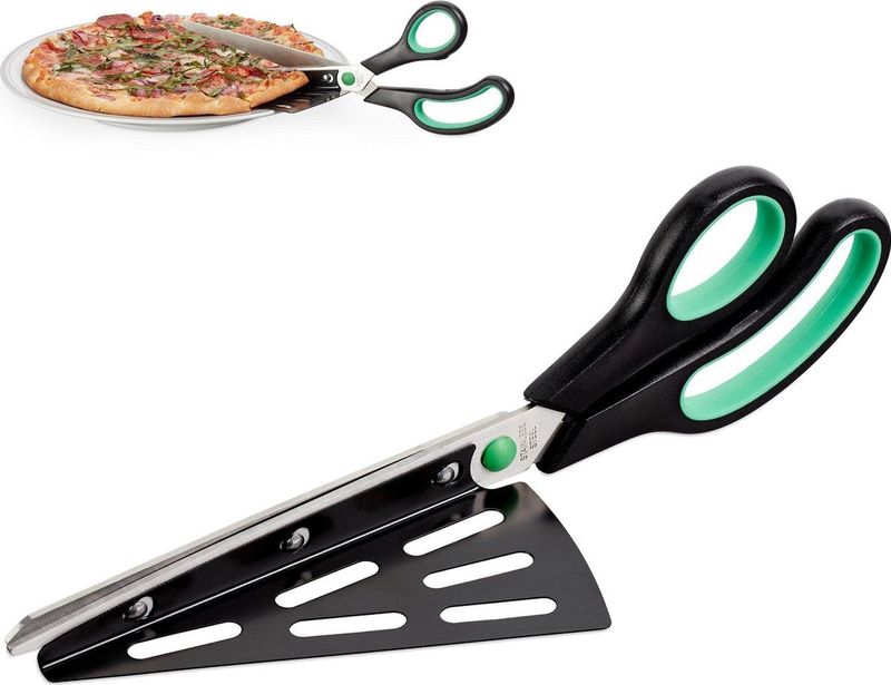 Relaxdays pizzaschaar met pizzames - 2 in 1 - rvs - kunststof - vaatwasserbestendig