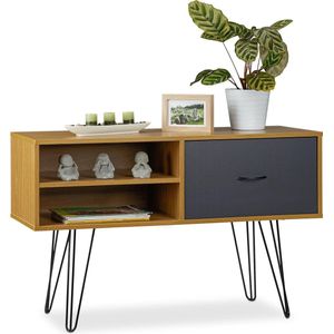 Relaxdays dressoir retro design - sidetable vintage - bijzetkast - 100 cm - met lade