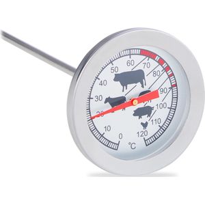 Relaxdays vleesthermometer analoog - bbq thermometer rvs - braadthermometer 20 cm barbecue