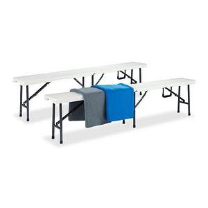 Relaxdays bierbank - set van 2 - vouwbaar - onderhoudsvriendelijk - 42 x 180 x 25 cm - wit