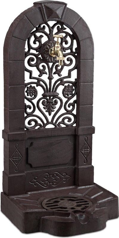 Relaxdays waterbron antiek - voor tuin en terras - nostalgie - staand - 74 x 36 x 30 cm - buiten - bruin