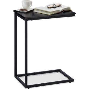 Bijzettafel - Zwart - Modern - Metalen Onderstel - 61 cm Hoog