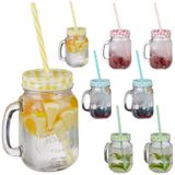 Drinkglazen - Set van 8 - 400 ml - Met Deksel - Met Handvat
