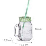 Drinkglazen - Set van 8 - 400 ml - Met Deksel - Met Handvat
