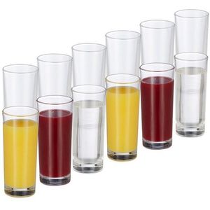 Relaxdays longdrinkglazen - set van 12 stuks - 300 ml - vaatwasserbestendig - voor water - sap - cocktails