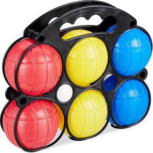 Relaxdays jeu de boules set - 6 ballen - kunststof - petanque spel voor kinderen gekleurd