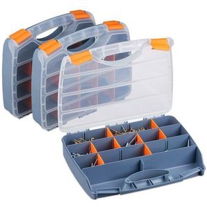 sorteerdoos - set van 3 - met vakjes - leeg - 6 x 32 x 24 cm - afsluitbaar