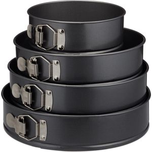 Relaxdays taartvorm set 4-delig - Ø 18/24/26/28 cm - antiaanbak - hittebestendig tot 250°