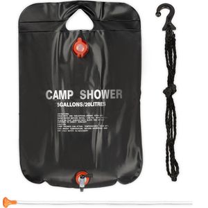 Relaxdays Zonnedouche Camping Zwart Camping Douche 20L Hangend Opvouwbaar met Mobiele Handdouche Buiten Douche 1 Stuk