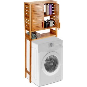 Relaxdays wasmachinekast bamboe - ombouwkast voor wasmachine - kast - vrijstaand