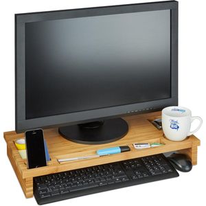 Relaxdays Monitor standaard - bamboe - monitorverhoger - beeldschermverhoger