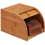 Relaxdays broodtrommel bamboe - brooddoos hout - met schuifdeksel - broodkast - broodbox